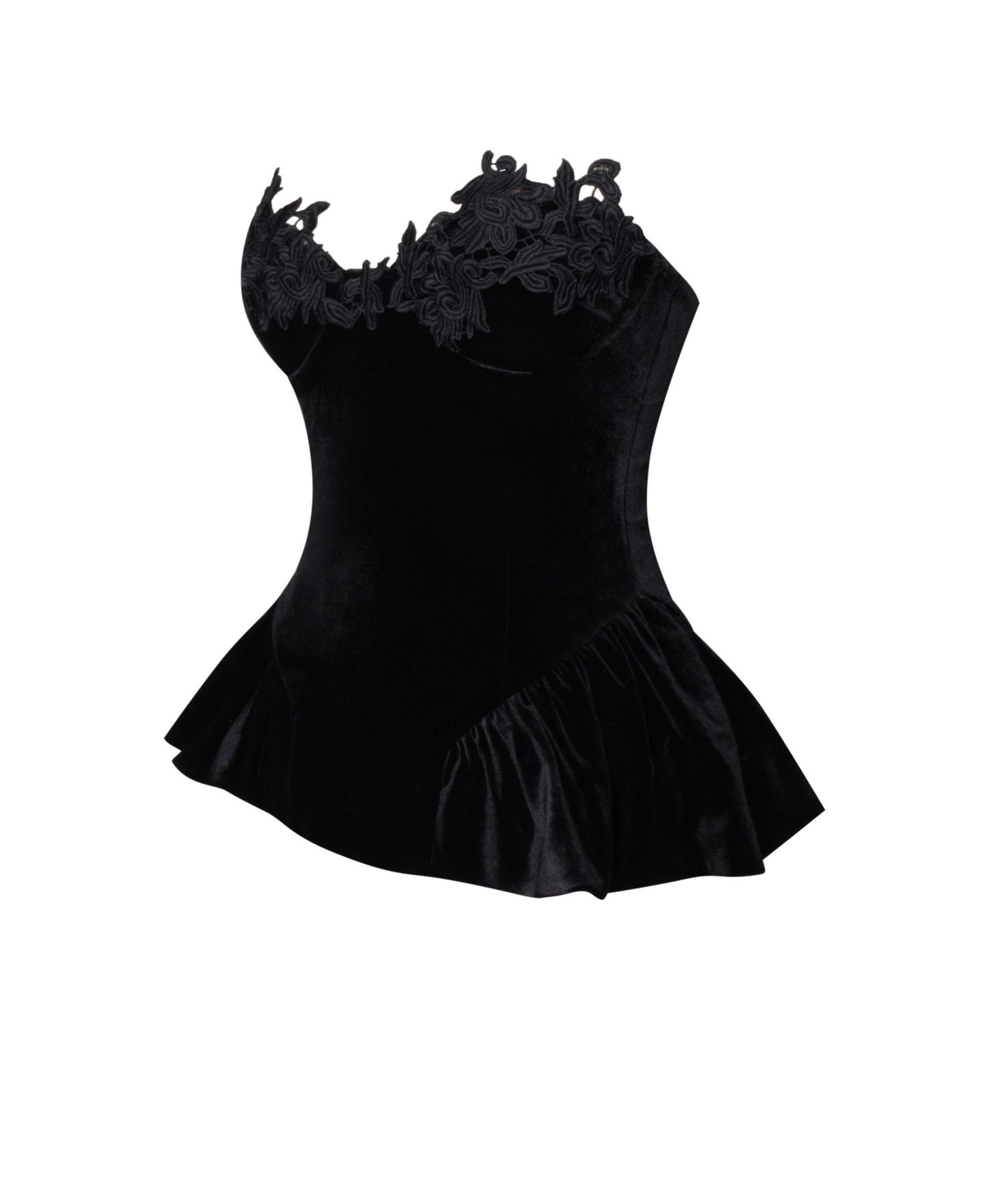 Женский топ Miss Circle Qiara Black Velvet Peplum with Lace Trim, цвет: Чёрный — фото 11