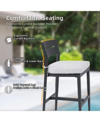 Modern Outdoor Bar Stools - Ember Black Sunbrella Cushion
