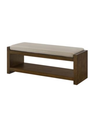 47" Padded Bench with Shoe Rack - Granite Linen