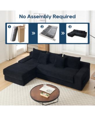 L-Shaped Corduroy Sectional Sofa Bed