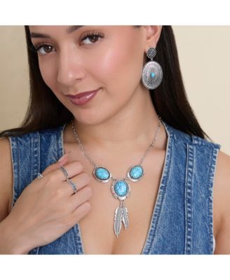 Western Round Concho Drop Earrings