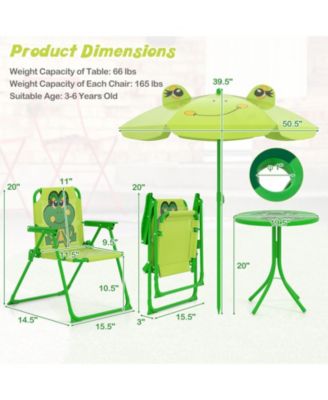 Toddler Picnic Table & Chair Set w/ 2 Folding Chairs & Height Adjustable Umbrella