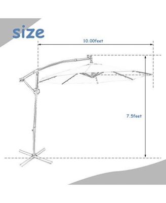 10 Feet 360° Rotation Solar Powered LED Patio Offset Umbrella without Weight Base