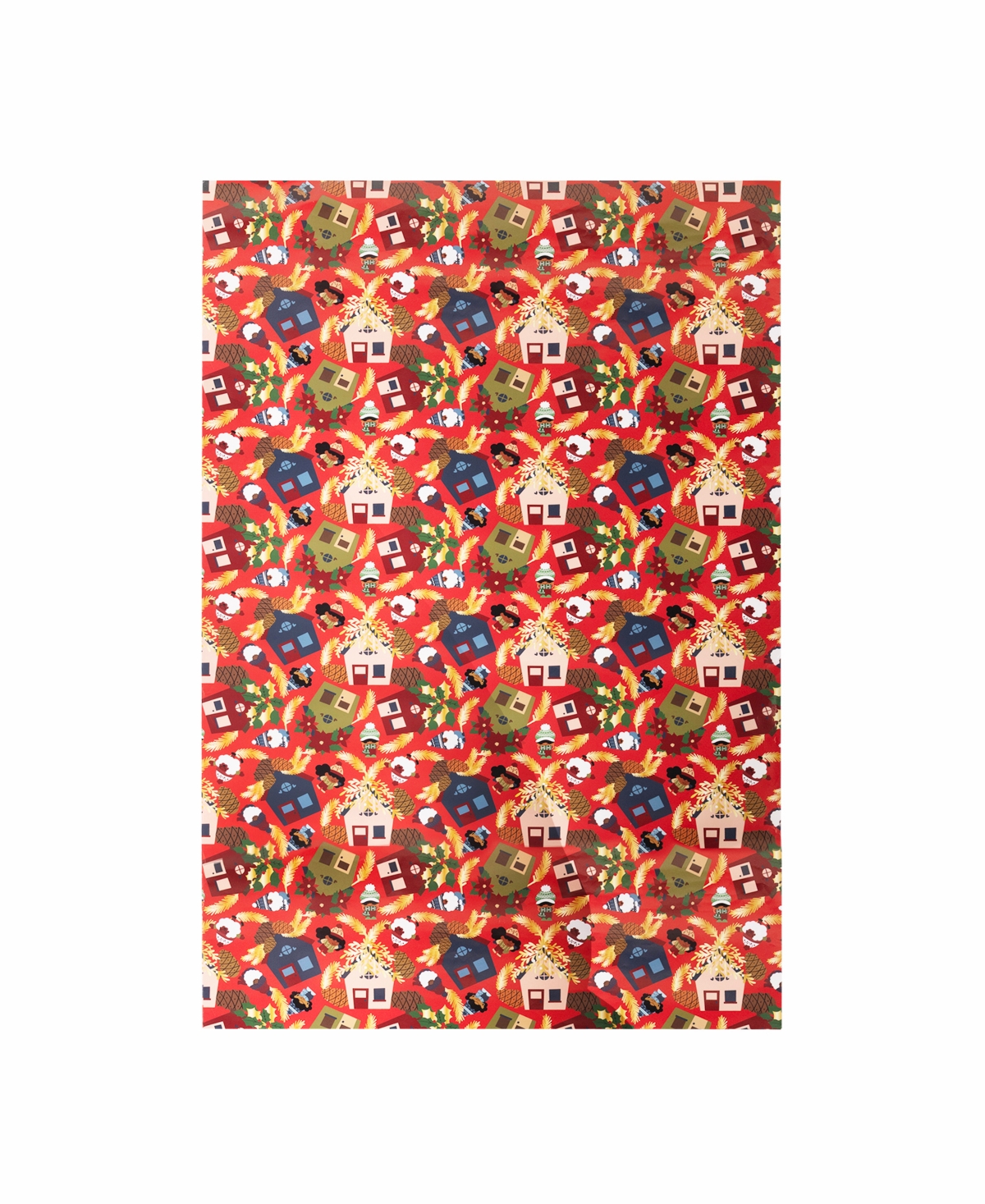 Black Paper Party Gnomie Houses Gift Wrap