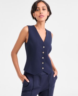 Tahari ASL - Women's Stretch Crepe Button-Front Vest