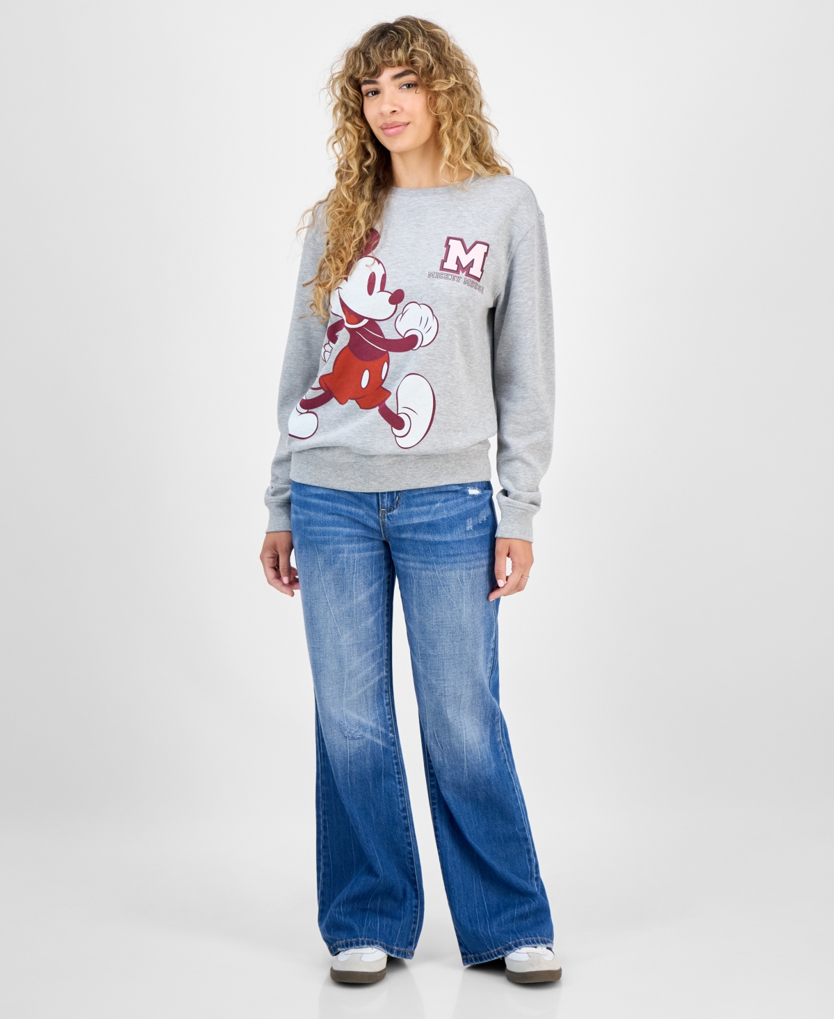 Disney Juniors' Collegiate Mickey Cotton Crewneck Sweatshirt