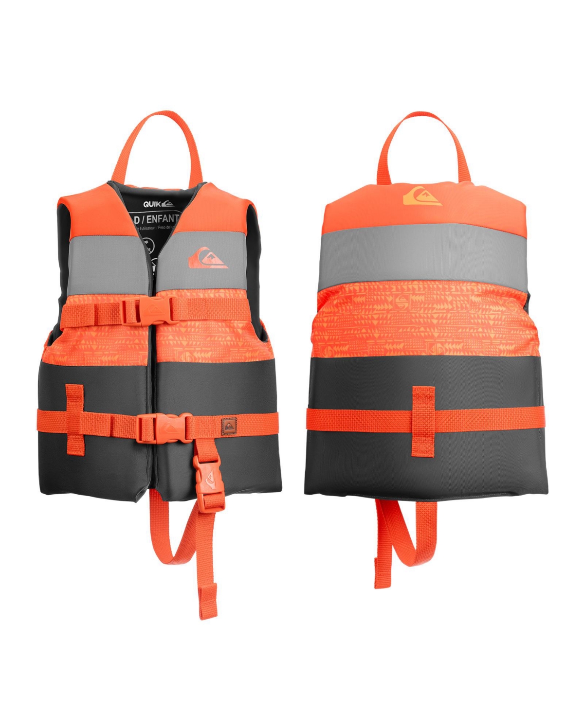 Life Vest Uscg Approved with Quick-Release Buckles for water sports - Orange/Silver/Dark grey
