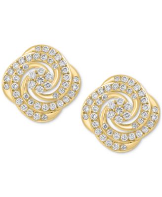 EFFY&reg; Diamond Love Knot Stud Earrings (7/8 ct. t.w.) in 14k Gold