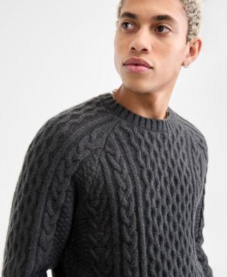 Men's Long-Sleeve Cozy Cable-Knit Crewneck Sweater, Macy's Exclusive