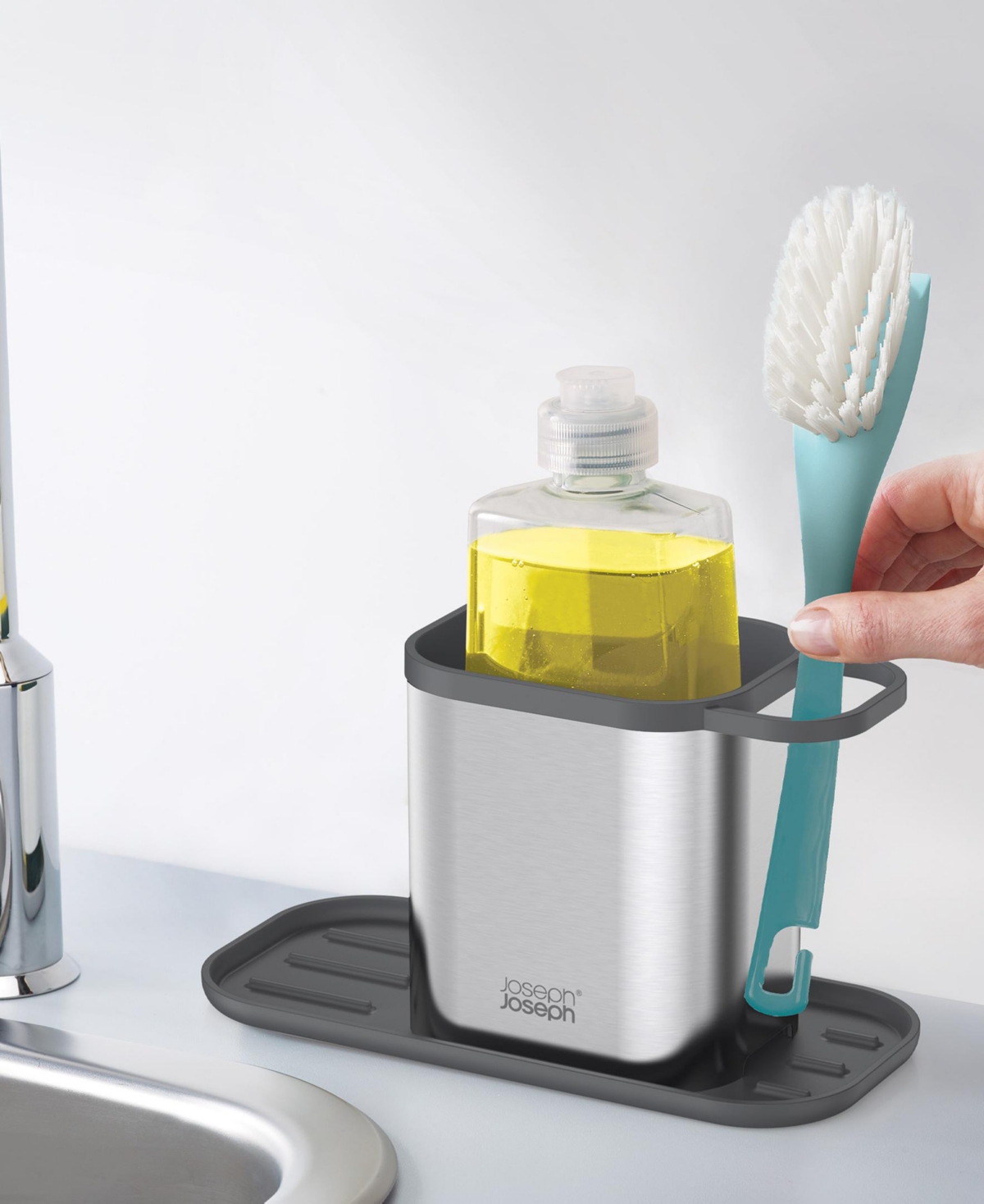 Joseph Joseph Duo Stainless Steel Sink Tidy In Silver