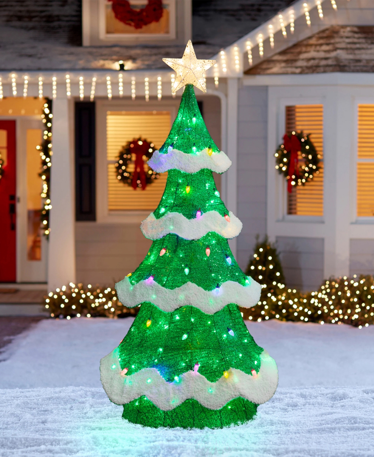 Glitzhome 74.5" Lighted Mesh 3d Christmas Tree In Multi
