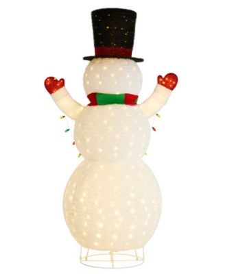 94.5" Lighted Fabric Christmas 3D Foldable Snowman Outdoor D&eacute;cor