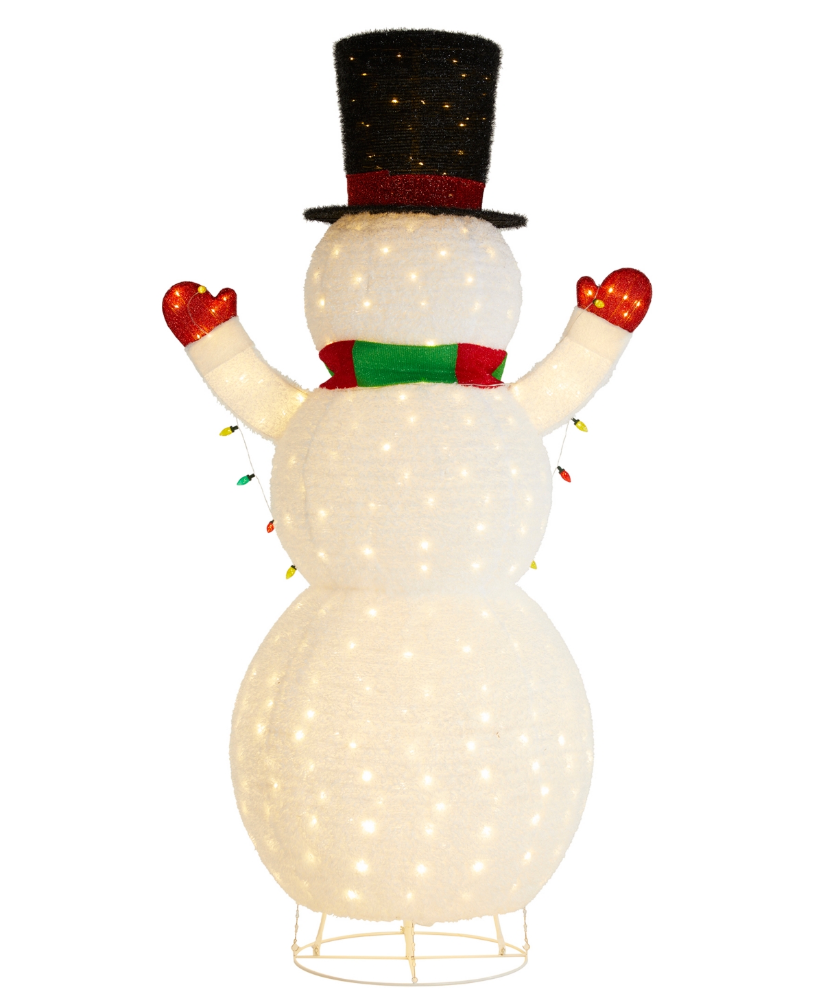 Glitzhome 94.5" Lighted Fabric Christmas 3d Foldable Snowman Outdoor Decor In Multi