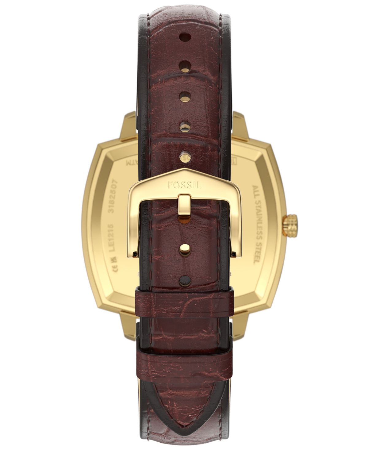 Fossil Unisex Nick Jonas x Machine Luxe Vignette Brown Croco Leather Watch, 37mm