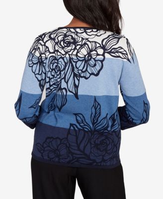 Petite Ombre Floral Stripe Sweater