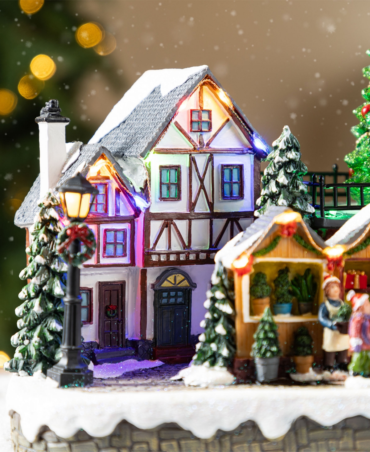 Glitzhome 15.25" Christmas Oversized Resin Lighted Village In Multi