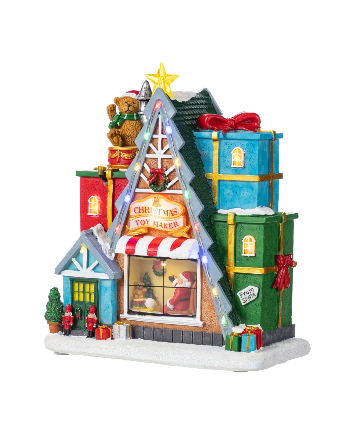 10.75" Lighted Resin Christmas Toy Market Village - Multi