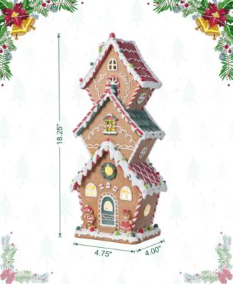 18.5" Lighted Resin Christmas Gingerbread House Figurine