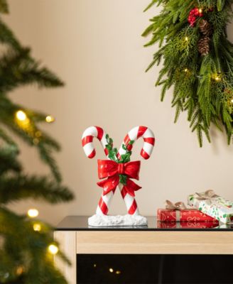 10" Resin Christmas Candy Cane Figurine