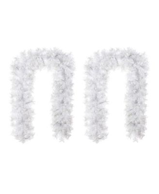 6 ft Pre-Lit Snow Flocked Pine Christmas Garlands, Set of 2