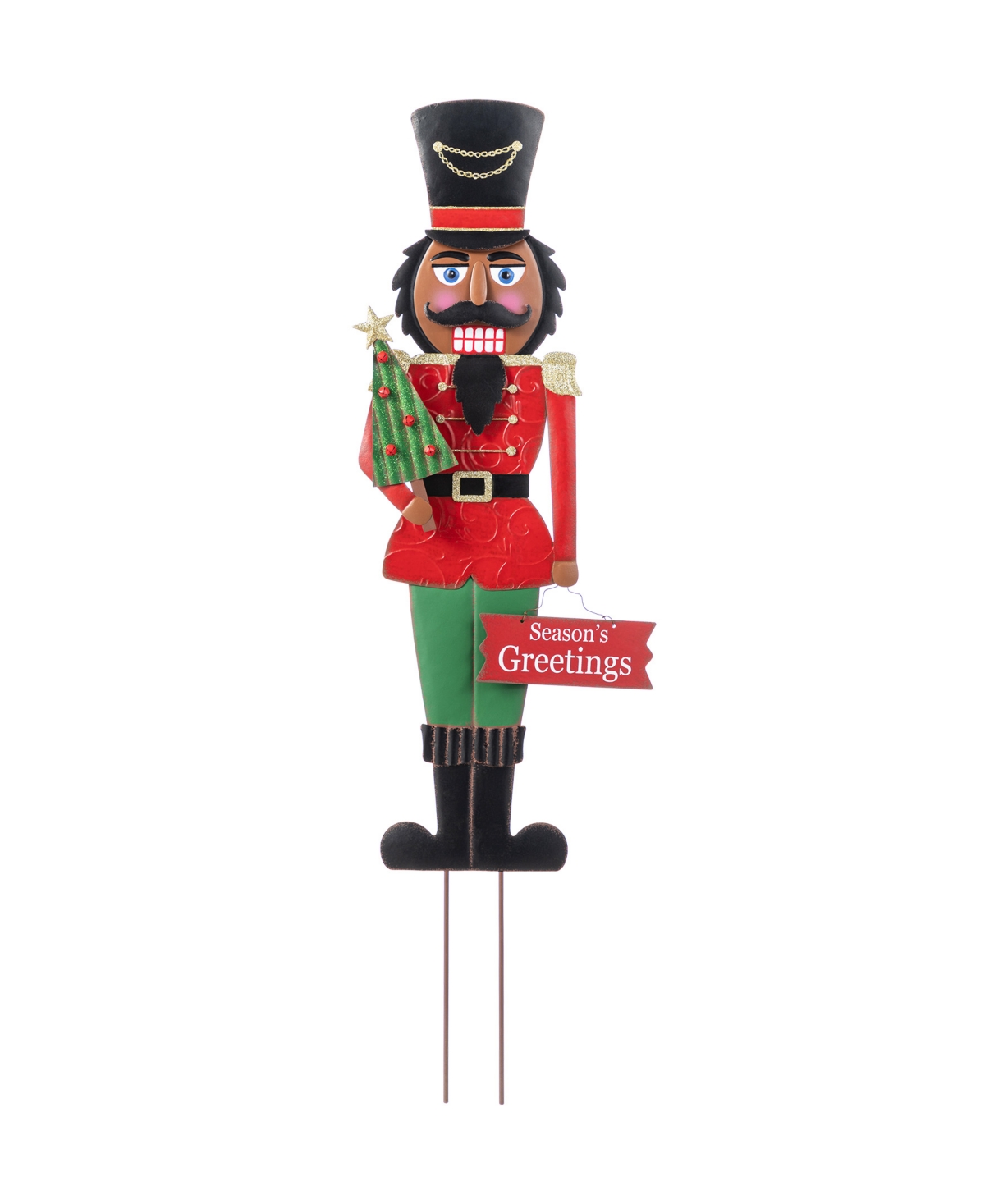 36" Metal Christmas African Nutcracker Yard Stake - Multi