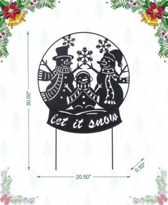 30" Metal Christmas Silhouette Snowman Family Yard Stake or Wall D&eacute;cor