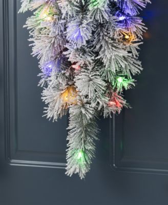 3 ft Pre-Lit Snow Flocked Pine Christmas Teardrop