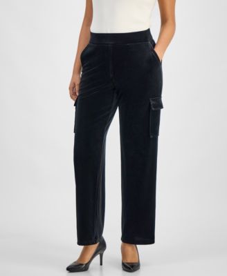 Petite Velour Pull-On Cargo Pants