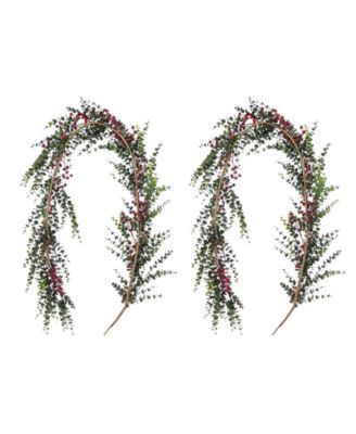 6 ft Polyethylene Christmas Dripping Eucalyptus Garlands with Berries, Set of 2
