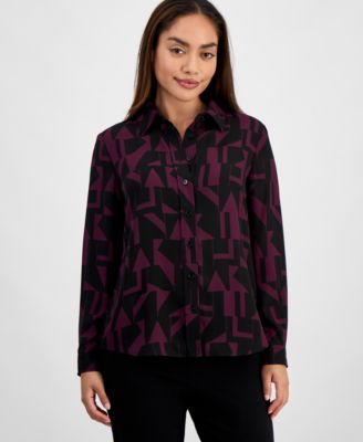 AK Anne Klein - Petite Geo-Print Shirt