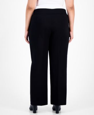 Plus Size High-Rise Pintuck Pull-On Pants 