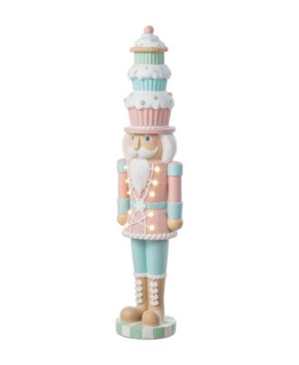 28" Lighted Macaron Resin Christmas Cupcake Nutcracker Porch D&eacute;cor