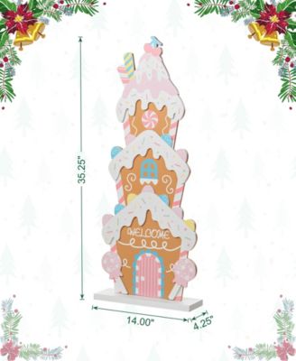 35.25" Wooden Christmas Gingerbread House Porch D&eacute;cor