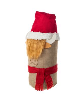 20" Polyester Christmas Linen Highland Cow Doorstop Porch D&eacute;cor