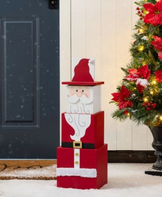 24.5" Wood Christmas Santa and Nutcracker Reversible Boxed Porch D&eacute;cor