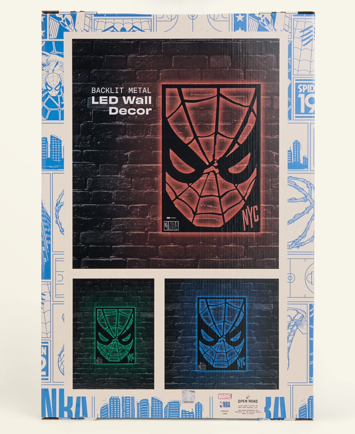 Macy's Marvel X Nba Mounted Color-changing Led Light Laser-cut Spider-man Wall Sign, Macy's Exclusive In Red