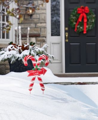 30" Metal Christmas Candy Cane Yard Stake