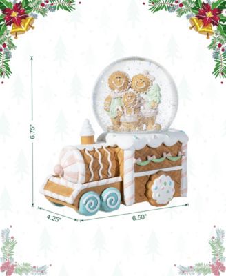100mm Resin Christmas Musical Snowflakes Gingerbread Family Train Water Globe