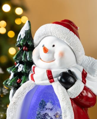 100mm Lighted Resin Christmas Snowflakes Snowman Water Globe