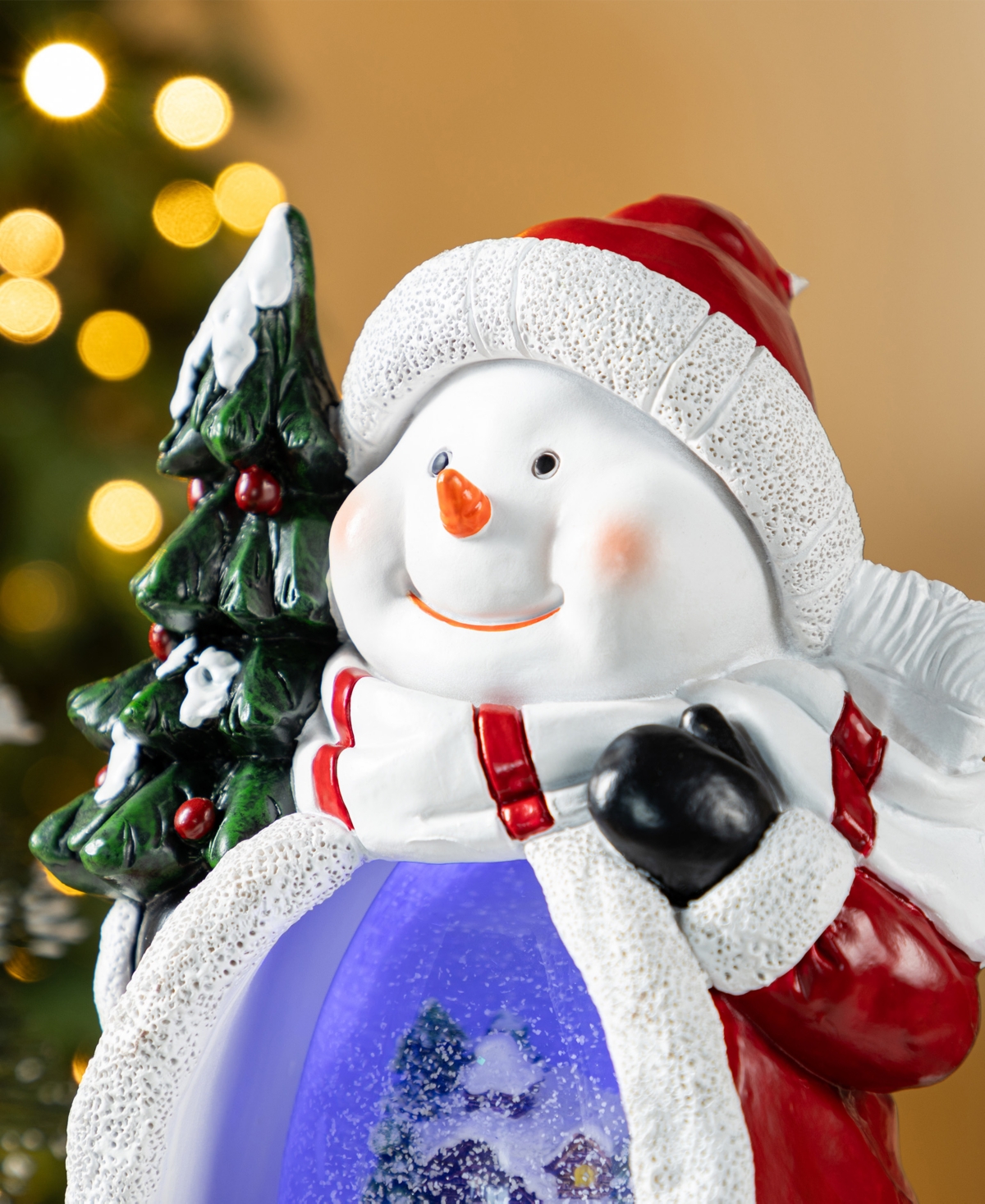 Glitzhome 100mm Lighted Resin Christmas Snowflakes Snowman Water Globe In Multi