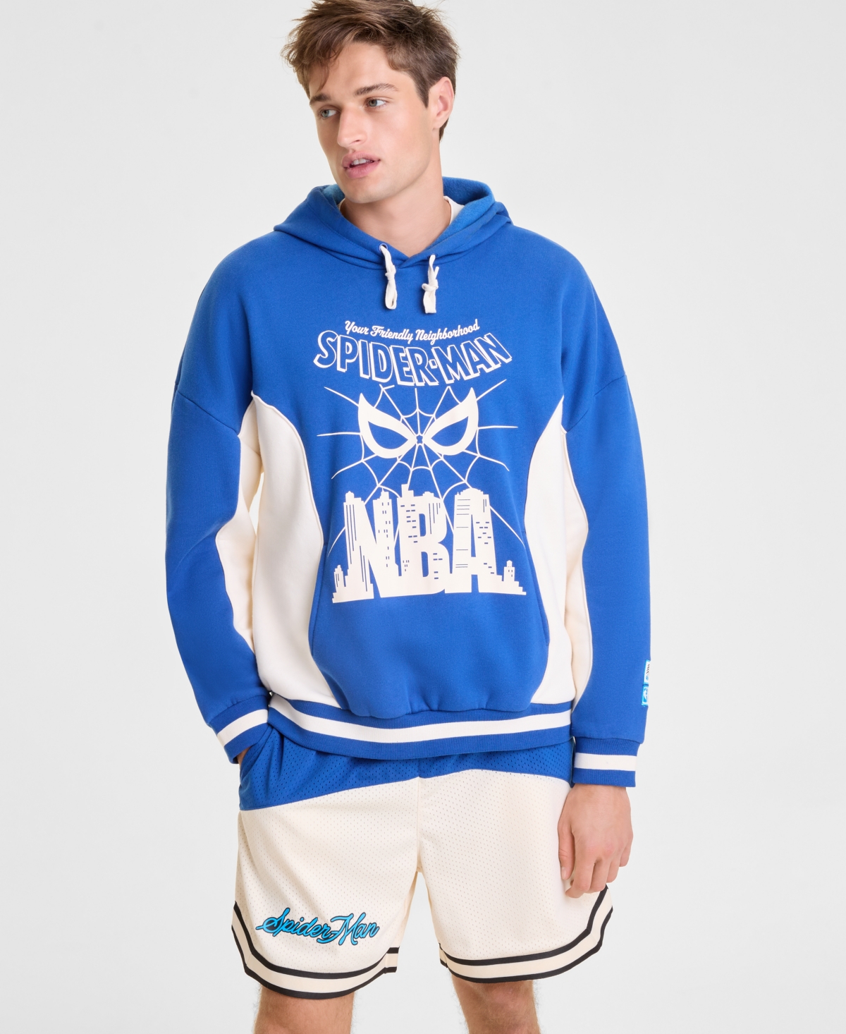 Macy's Marvel X Nba Men's Spider-man Pullover Hoodie, Macy's Exclusive In Blue