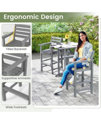 Patio Bar Stools Set of 4 Tall Adirondack Chair with Backrest Armrests & Footrests