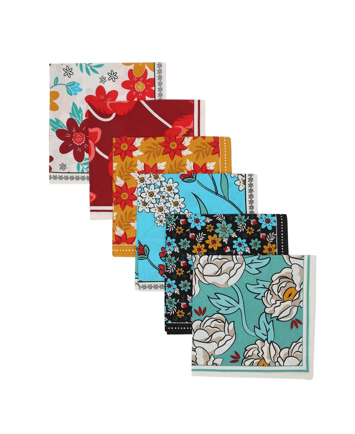 Floral Pattern 22&#x22; x 22&#x22; 6-Pack Bandana Set - Floral pattern