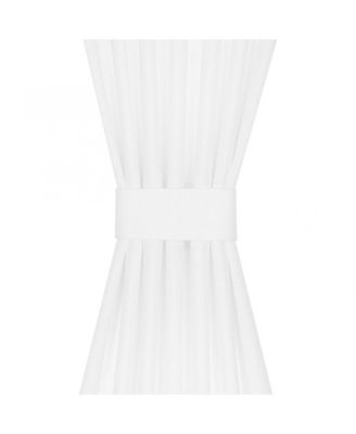 Country Farmhouse Living Solid Colored Semi Sheer Single Door Curtain Panel With Tieback - 54 in. W x 40 in. L