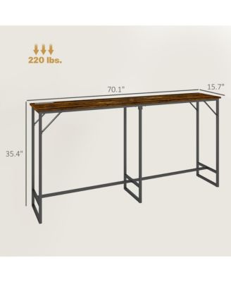 70" Bar Table with Charging Station, Bar Height Pub Table,