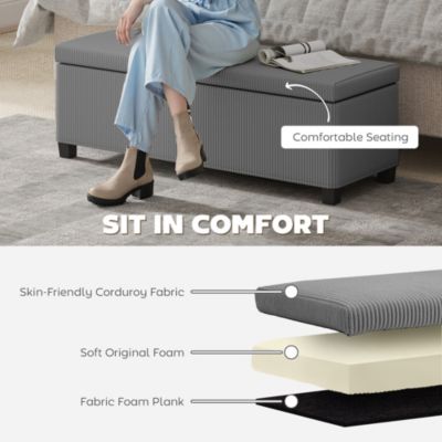 44" Storage Ottoman Bench with Lid, Leg, Foot Rest,