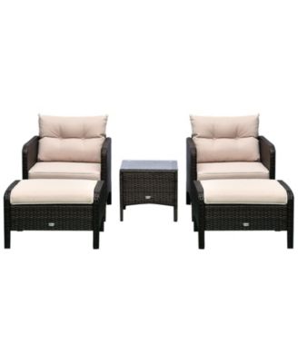 5-Piece Outdoor Rat Patio Set with Table,