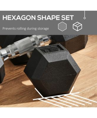 2 x 15 lbs Rubber Dumbbells Weight Set for Body Fitness Training