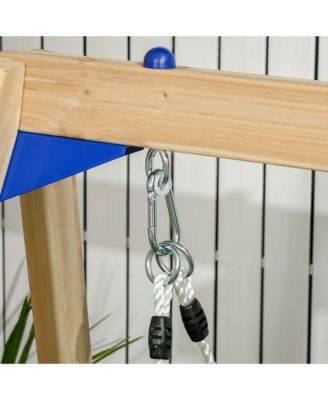 3 in 1 Wooden Outdoor Playset with Baby Swing Seat, Toddler Slide, Captain's Wheel, Telescope, Backyard Playground Set, Kids Playground Equipment, Ages 1.5-4