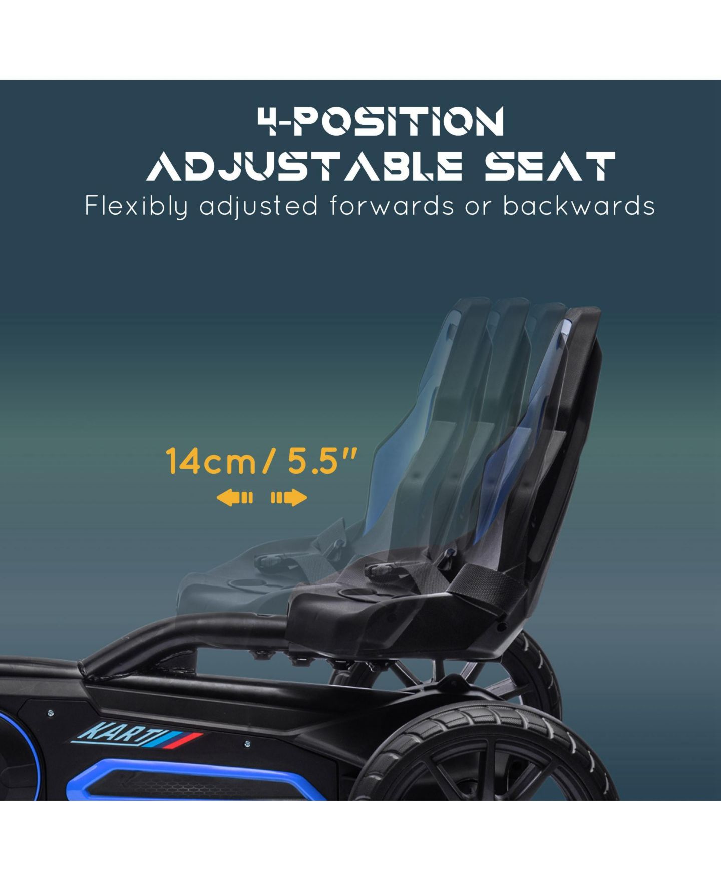 Детская игрушка Aosom Pedal Go Kart with Adjustable Seat and Handbrake, 66 lbs Capacity, Ages 3-8, цвет: Синий — фото 4